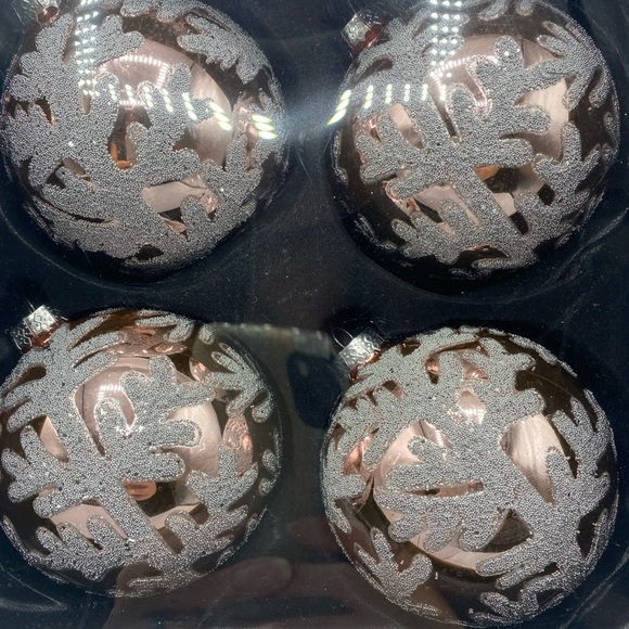 Beekman Home Glass Embellished Christmas Ornaments Rose Gold 2 Boxes 8 Ornaments - Picture 5 of 6